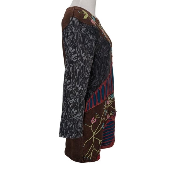 Rising International Embroidered Floral Dress Womens Size Small Brown Artsy Boho - Picture 6 of 9